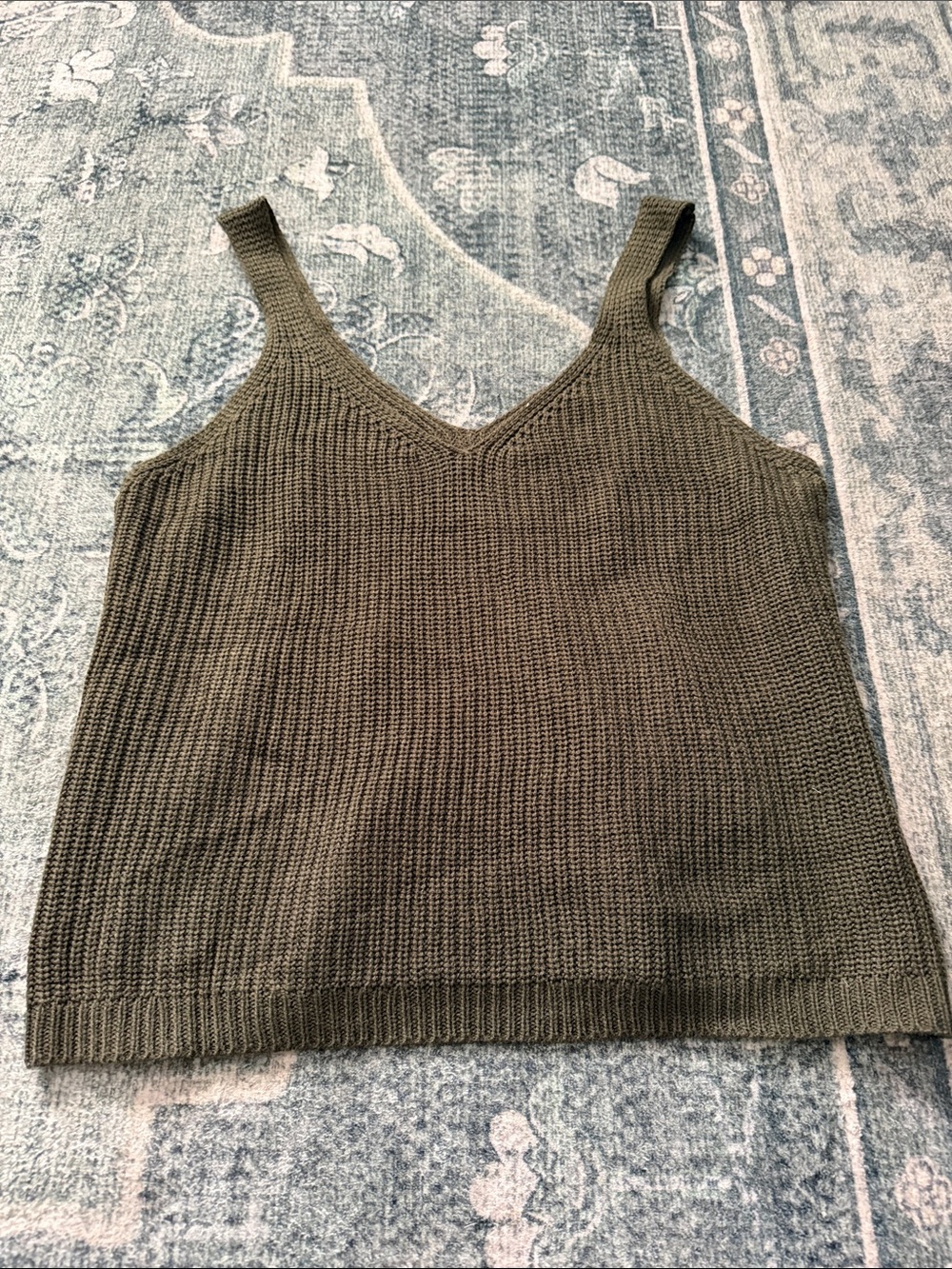 SHEIN Olive Green V-Neck Knit Tank